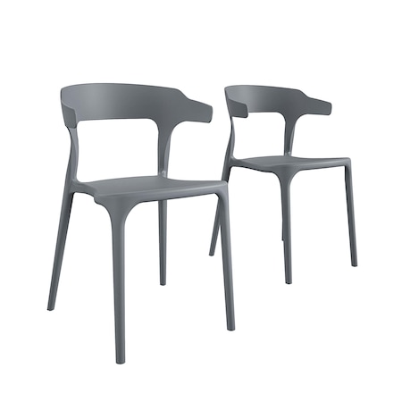 Cosco Novogratz Poolside Collection, Felix Stacking Dining Chairs, Indoor/Outdoor, Charcoal 2PK 87818CHC2E